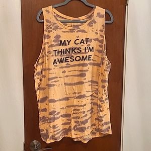 Torrid Graphic Tank, My Cat Thinks I'm Awesome, Tie Dye Size 4 Plus